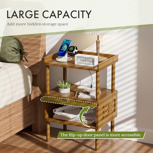 50% Off Amazer Bamboo Nightstand with Charging Station - Image 4