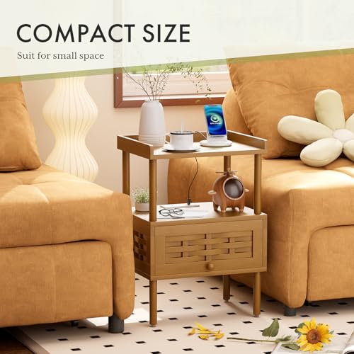 50% Off Amazer Bamboo Nightstand with Charging Station - Image 5