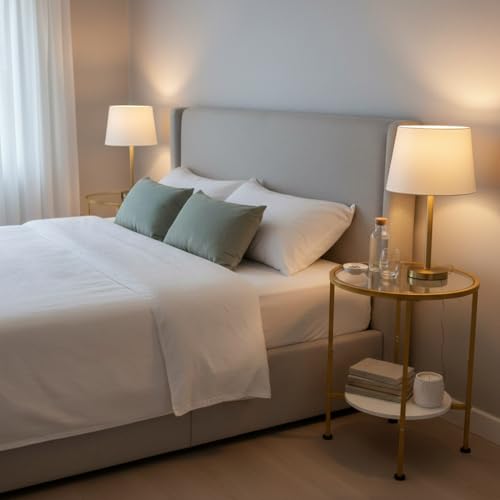 Save 30% on ZEXVIDA Gold Glass Side Table with Storage - Image 2