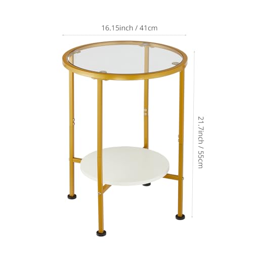 Save 30% on ZEXVIDA Gold Glass Side Table with Storage - Image 3