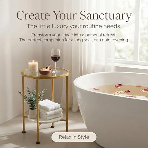 Save 30% on ZEXVIDA Gold Glass Side Table with Storage - Image 5