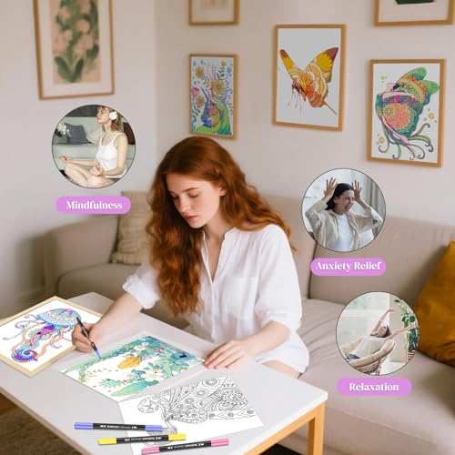 Adult Coloring Book Kit with 24 Markers & Frames - 30% Off - Image 5