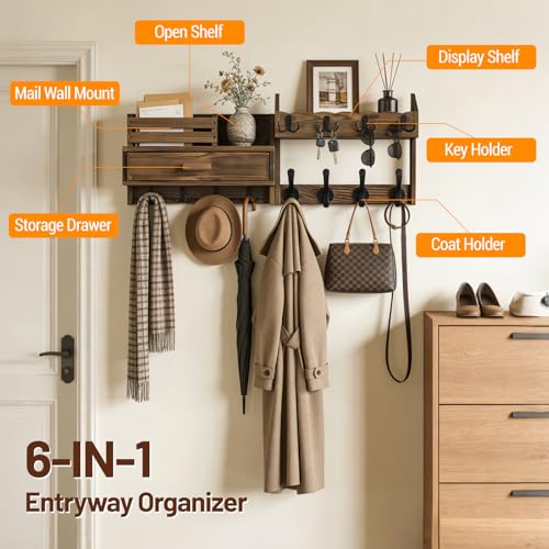 Save 50% on 29-Inch Wall Coat Rack with Shelf & Drawer - Image 3
