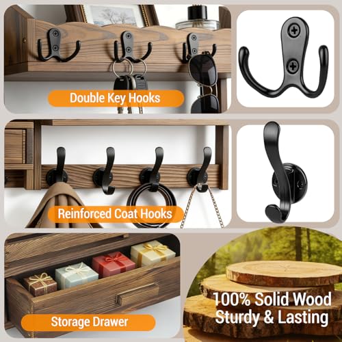 Save 50% on 29-Inch Wall Coat Rack with Shelf & Drawer - Image 5