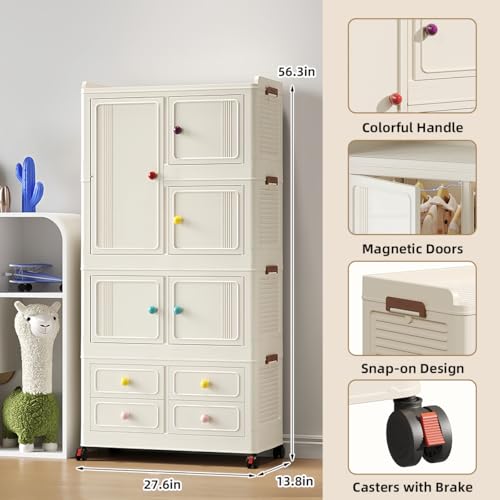 Save 20% on Foldable Storage Cabinet with Wheels & 4 Drawers - Image 2