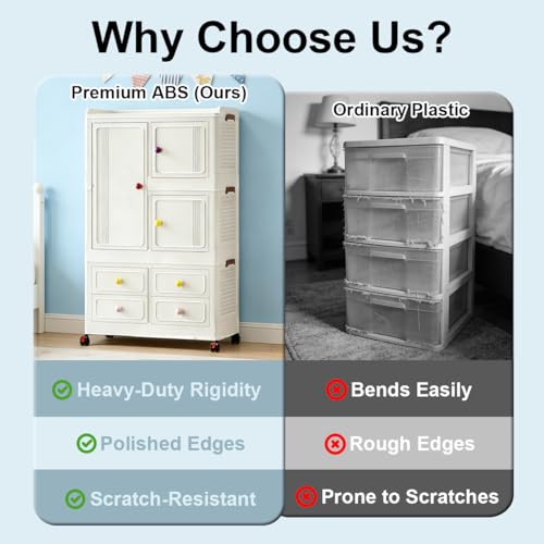 Save 20% on Foldable Storage Cabinet with Wheels & 4 Drawers - Image 4