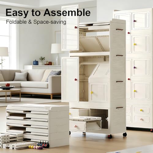 Save 20% on Foldable Storage Cabinet with Wheels & 4 Drawers - Image 5