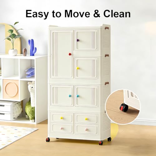 Save 20% on Foldable Storage Cabinet with Wheels & 4 Drawers - Image 6
