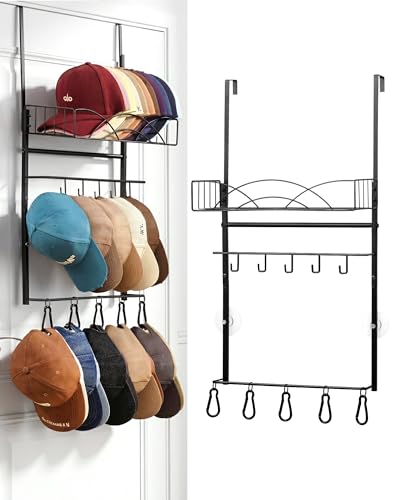 50% Off Metal Hat Rack - Holds 40 Caps with Basket & Hooks - Image 1