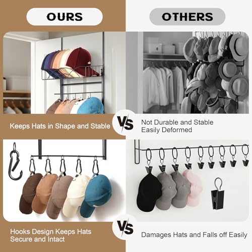 50% Off Metal Hat Rack - Holds 40 Caps with Basket & Hooks - Image 3