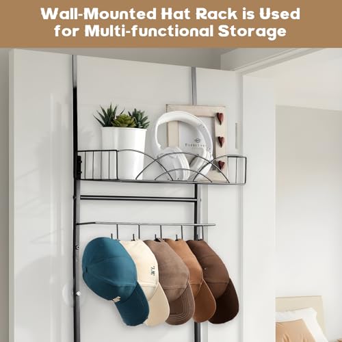 50% Off Metal Hat Rack - Holds 40 Caps with Basket & Hooks - Image 6