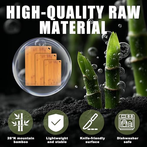 50% Off CASAFIT Bamboo Cutting Board Set - 3-Piece Kitchen Gift - Image 3