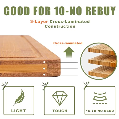 50% Off CASAFIT Bamboo Cutting Board Set - 3-Piece Kitchen Gift - Image 6