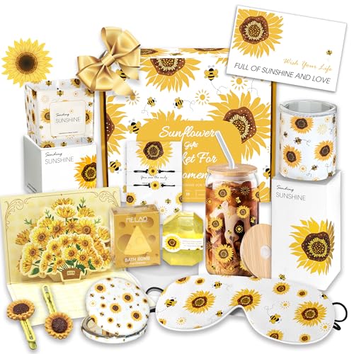 Sunflower Gift Basket for Women - Self Care Package - Image 1