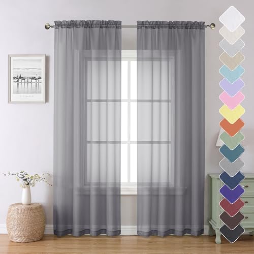 21% Off Lecloud Charcoal Grey Sheer Curtains (2 Panels) - Image 1