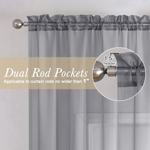 21% Off Lecloud Charcoal Grey Sheer Curtains (2 Panels) - Image 2