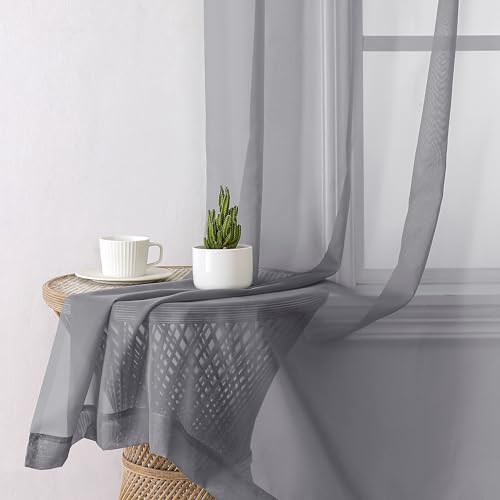 21% Off Lecloud Charcoal Grey Sheer Curtains (2 Panels) - Image 3