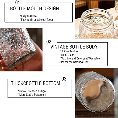 Kitchen Glass Storage Jars with Bamboo Lid - 2 Pack - Image 2