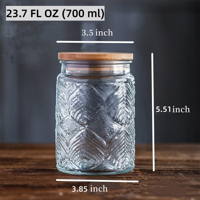 Kitchen Glass Storage Jars with Bamboo Lid - 2 Pack - Image 3