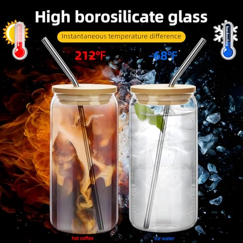 6-Piece Glass Cup Set with Bamboo Lids and Straws - Image 2