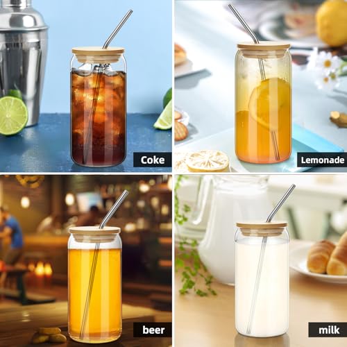 6-Piece Glass Cup Set with Bamboo Lids and Straws - Image 3