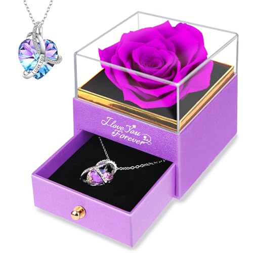 Save 31% on Preserved Rose Gift with Necklace for Women