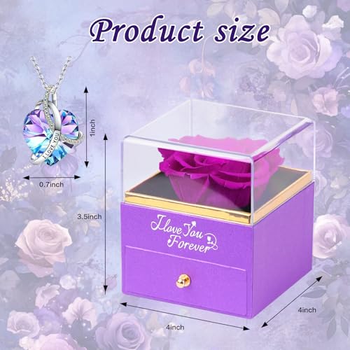 Save 31% on Preserved Rose Gift with Necklace for Women - Image 2