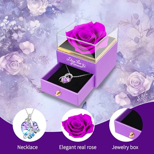 Save 31% on Preserved Rose Gift with Necklace for Women - Image 3