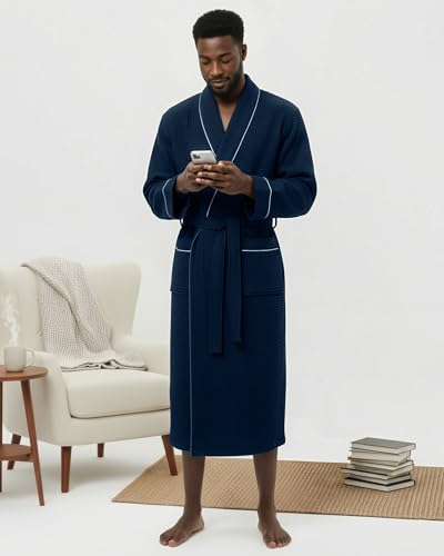 38% Off NY Threads Men's Lightweight Waffle Robe with Pockets - Image 7