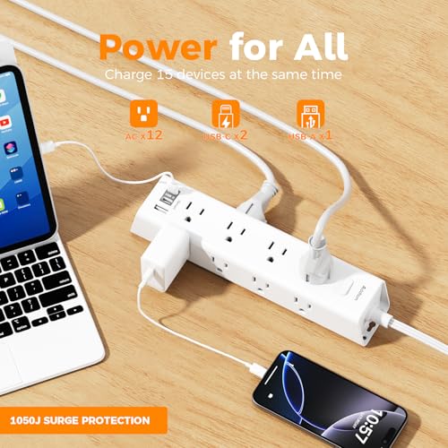 17% Off Addtam 15Ft Power Strip with 12 Outlets & USB Ports - Image 3