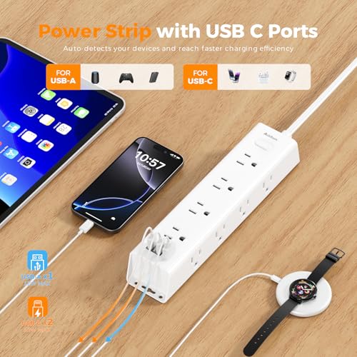 17% Off Addtam 15Ft Power Strip with 12 Outlets & USB Ports - Image 4