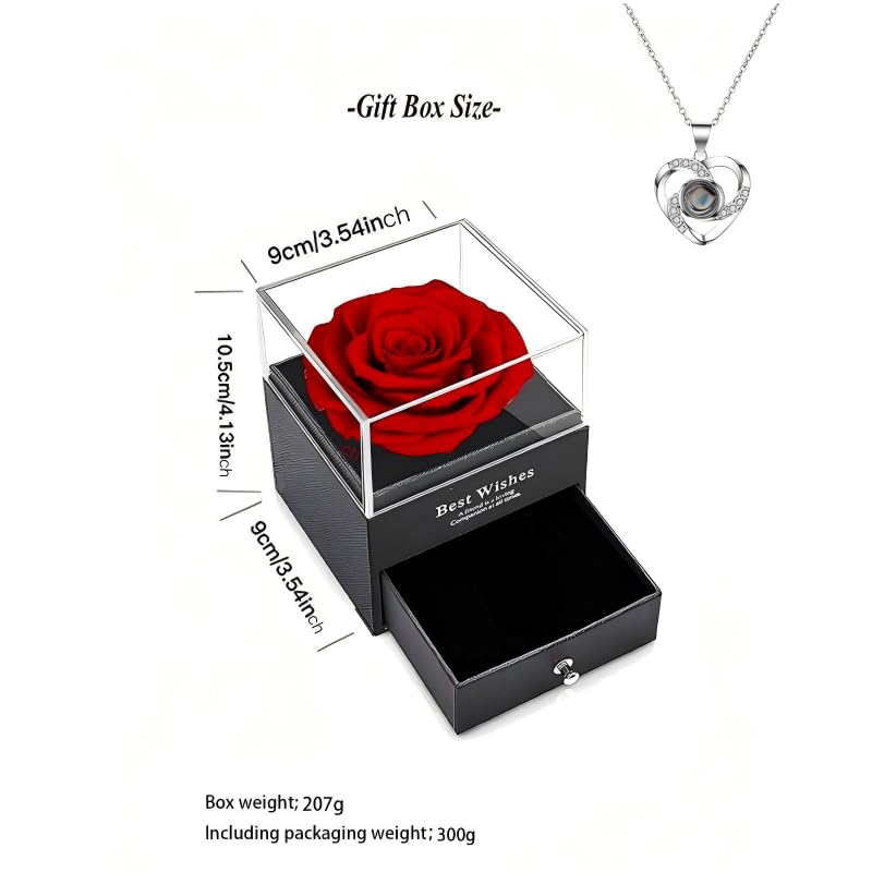 Preserved Rose Gift Box with Necklace - Under $10 - Image 2