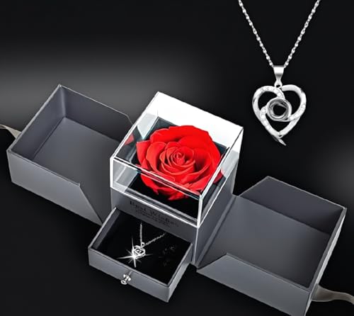 Preserved Rose Gift Box with Necklace - Under $10 - Image 4