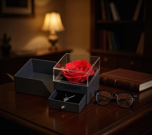 Preserved Rose Gift Box with Necklace - Under $10 - Image 5