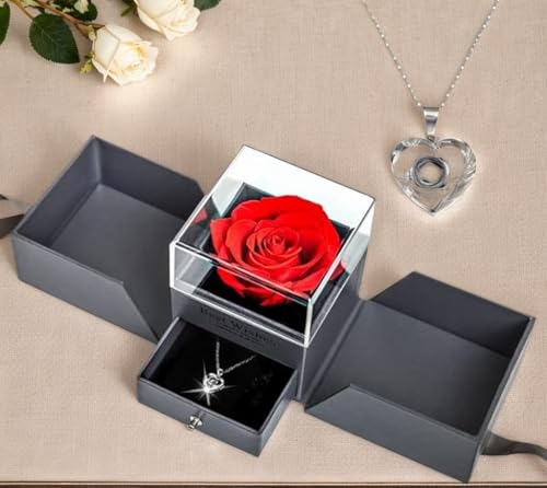 Preserved Rose Gift Box with Necklace - Under $10 - Image 6