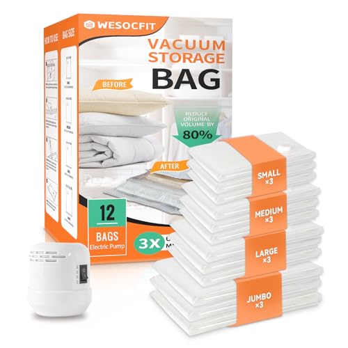 Wesocfit Vacuum Storage Bags 12-Pack with Pump - $19.99 - Image 1