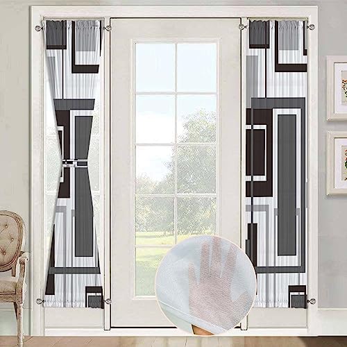 63% Off ULQUISNCE Grey Geometric Sheer Curtains (2 Panels) - Image 1