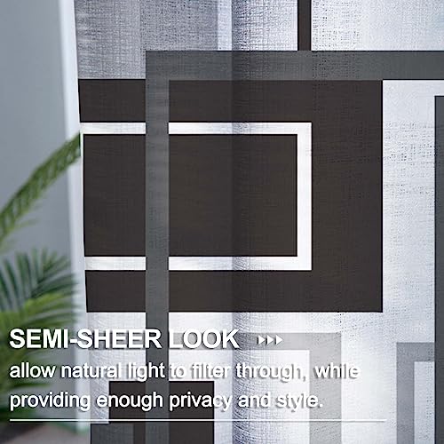 63% Off ULQUISNCE Grey Geometric Sheer Curtains (2 Panels) - Image 2