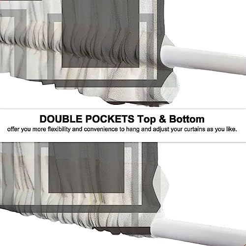 63% Off ULQUISNCE Grey Geometric Sheer Curtains (2 Panels) - Image 3