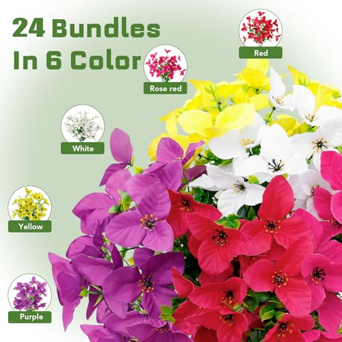 24 UV-Resistant Artificial Flower Bundles for Outdoor Decor - Image 2