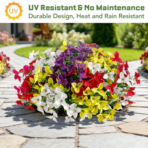 24 UV-Resistant Artificial Flower Bundles for Outdoor Decor - Image 4