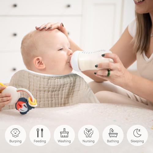 Synrroe 10-Pack Large Muslin Burp Cloths for Babies - Image 5