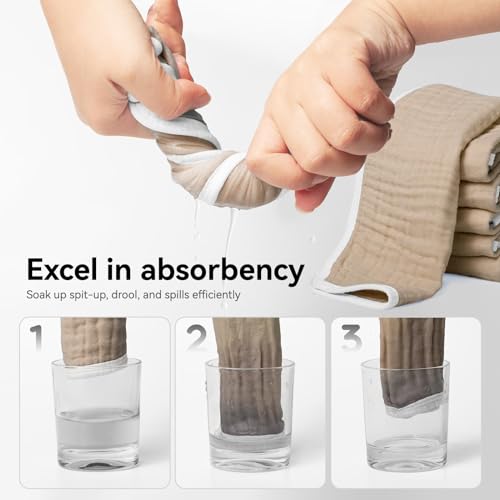 Synrroe 10-Pack Large Muslin Burp Cloths for Babies - Image 6