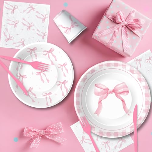 50% Off Pink Bow Birthday Party Supplies for 24 Guests - Image 4