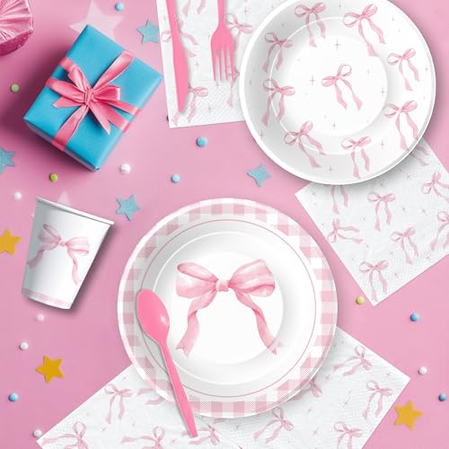 50% Off Pink Bow Birthday Party Supplies for 24 Guests - Image 5
