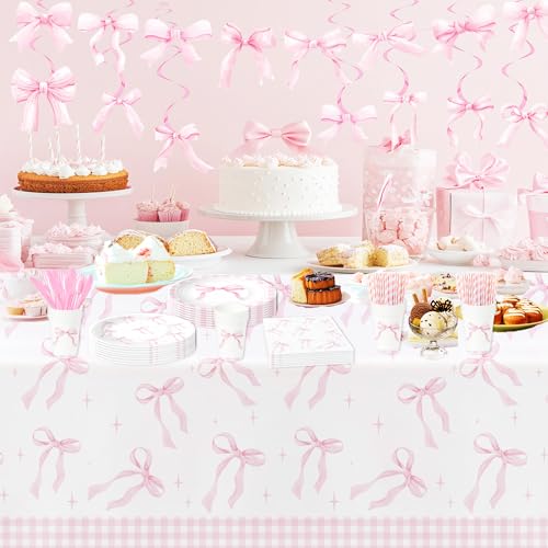 50% Off Pink Bow Birthday Party Supplies for 24 Guests - Image 6