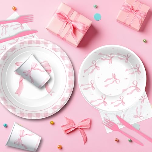 50% Off Pink Bow Birthday Party Supplies for 24 Guests - Image 7