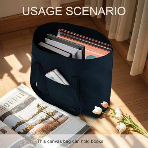 50% Off Large Canvas Tote Bag with External Pocket - Image 2