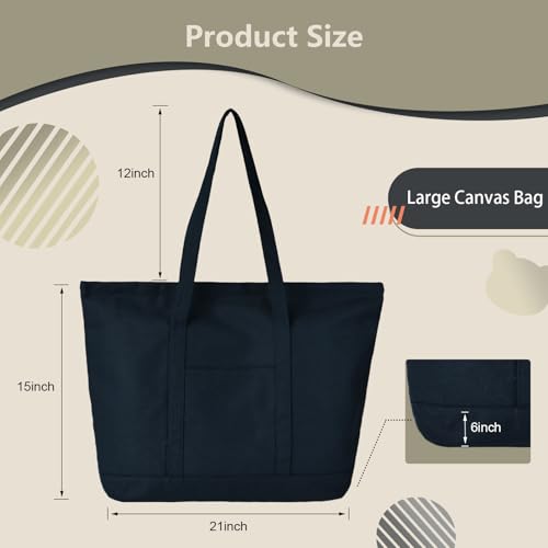 50% Off Large Canvas Tote Bag with External Pocket - Image 3