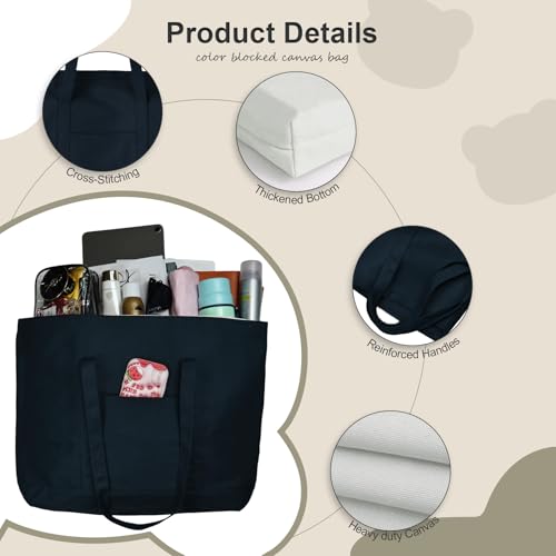 50% Off Large Canvas Tote Bag with External Pocket - Image 4